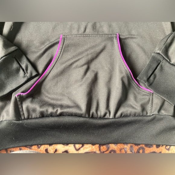 Adidas Activewear Black & Purple Long Sleeve Hoodie Sweatshirt Size L - Picture 3 of 4